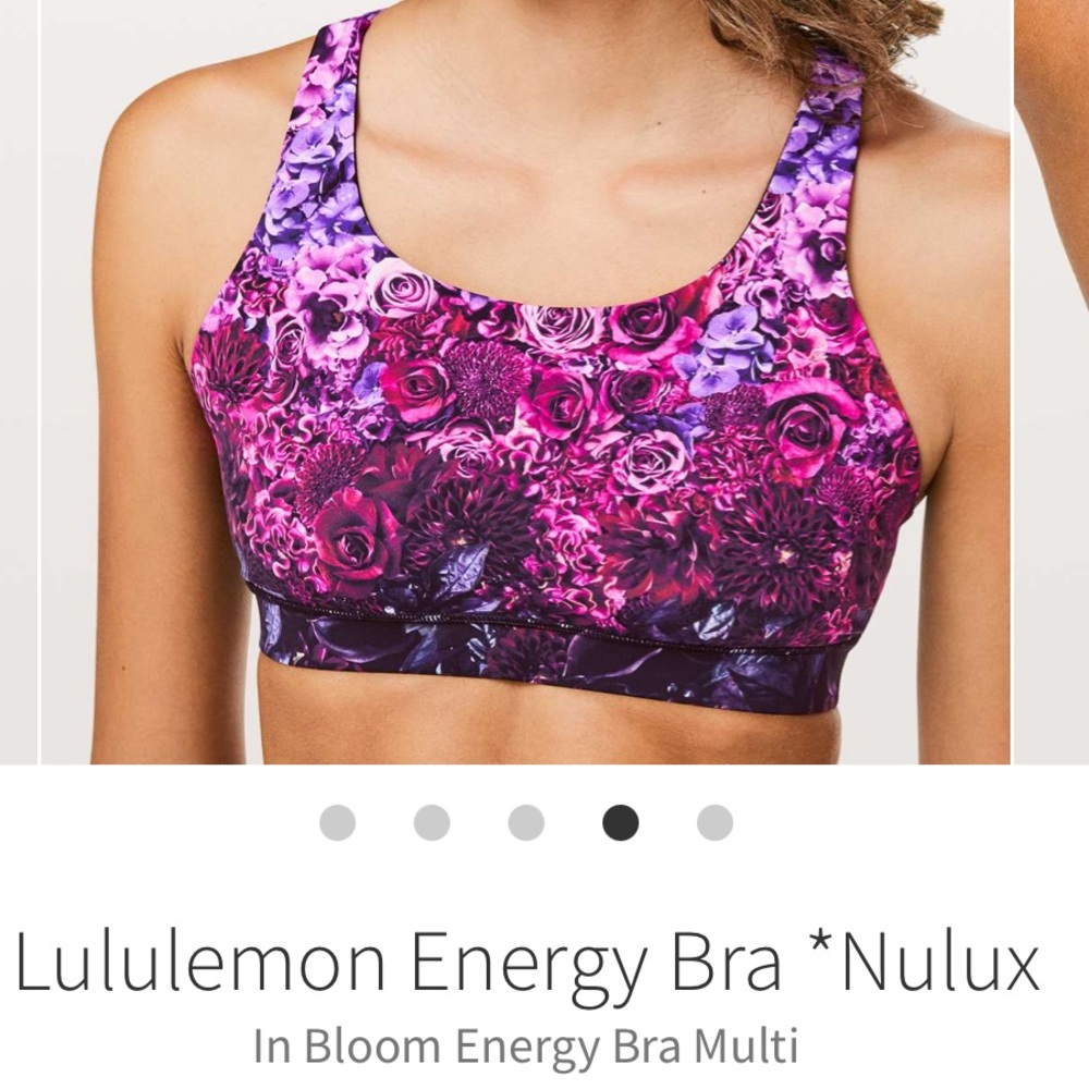 lululemon athletica Floral Print Energy Bra in Pink & Purple